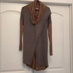 Lollipop Star Long Sleeve Brown & Cream Wrap Top,S